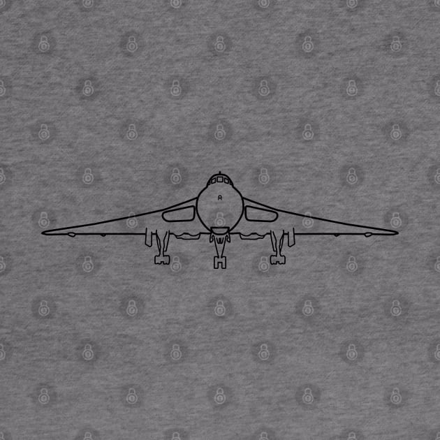 Avro Vulcan classic bomber aircraft wheels down outline graphic (black) by soitwouldseem